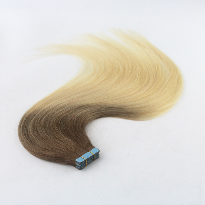 Balayage Color #8#613 Top Grade High Quality Virgin Remy Hair Straight Seamless Human Hair PU Tape Hair Extension 100G Per Bundle