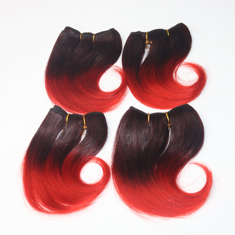 High Quality 6 Inch Short Two Tone Brazilian Hair Ombre Color Body Wave 100% Human Hair Extension