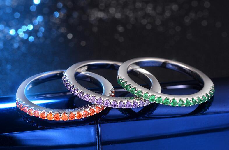 New Women Fashion Jewelry Victoria 925 Sterling Silver Multi Gemstones 5A Cubic Zirconia Women Wedding Band Ring For Lover's Gift