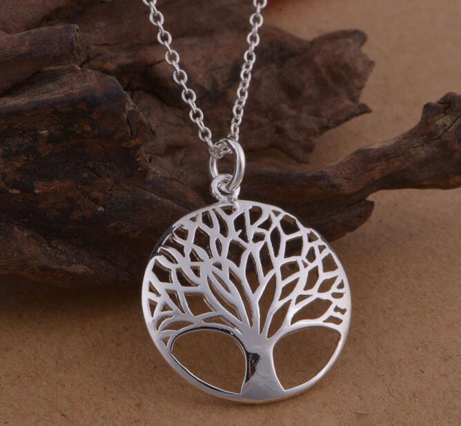 Fashion silver Tree Of Life Pendant Necklace silver totem religion 18inch collares populares 925 wedding Valentines Day jewelry