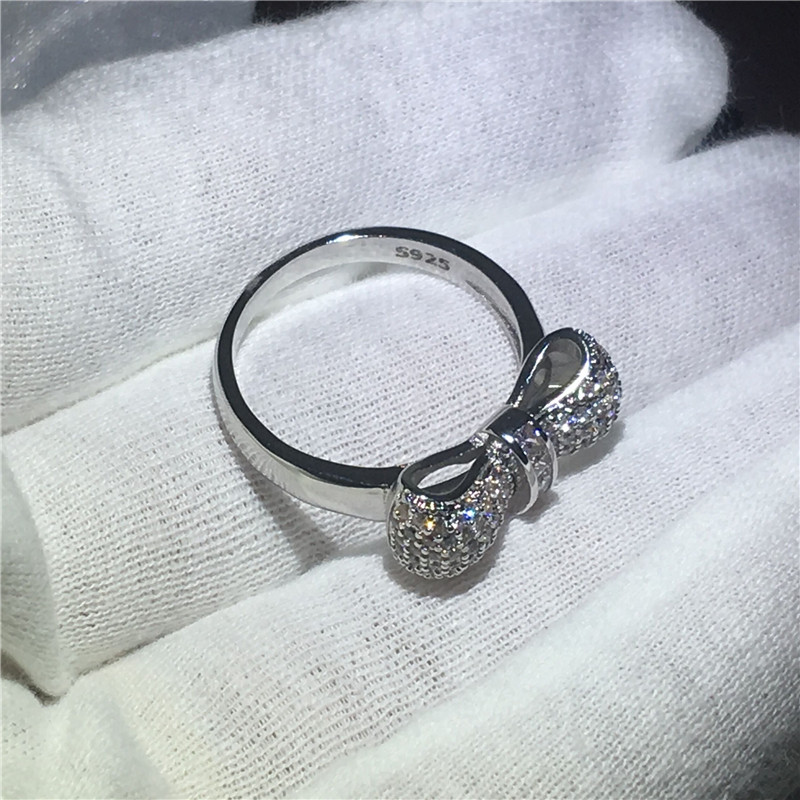Infinity Jewelry Women Engagement wedding band ring for women bowknot Style 5A zircon crystal 925 Sterling silver Bridal rings