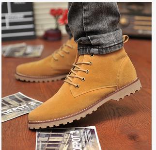 2017 England Men Boots Shoes Suede Lace-Up Man Martin Boots Round Toe Mens Single Male Shoes Joker Ankle Boots For Men Retail H1136