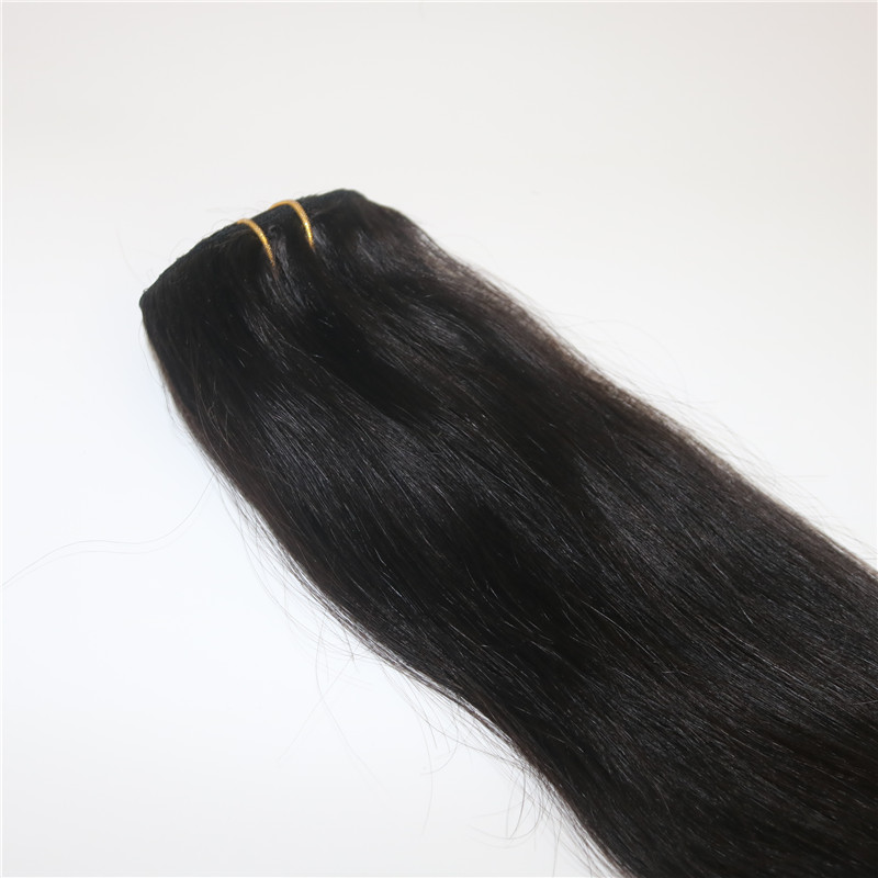 Straight Brazilian Human Hair Clip In Hair Extension 1B Natural Color Human Virgin Hair African American 7PCS 120gram