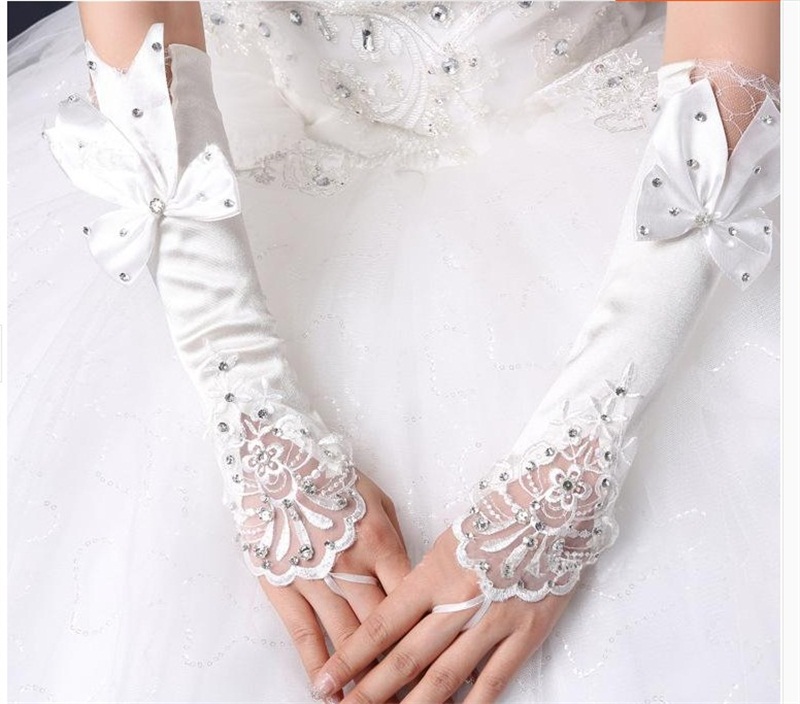 Brand New Bridal Gloves Fingerless Wedding Gloves with Bow for Wedding Dress Elegant White/Ivory Princess Wedding Accessories