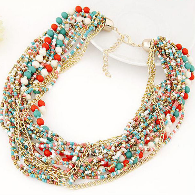 Fashion Vintage Beads Chain Ocean Style Beads Choker Necklace Multilayer beaded choker necklace Statement jewelry for women 2017 
Fashion Vintage Beads Chain Ocean Style Beads Choker Necklace Multilayer beaded choker necklace Statement jewelry for women 2017