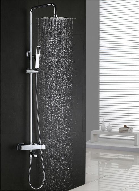10" Stainless Steel Square Rainfall Top shower Thermostatic faucet with rotatable lifting rod handheld shower 5012
10" Stainless Steel Square Rainfall Top shower Thermostatic faucet with rotatable lifting rod handheld shower 5012