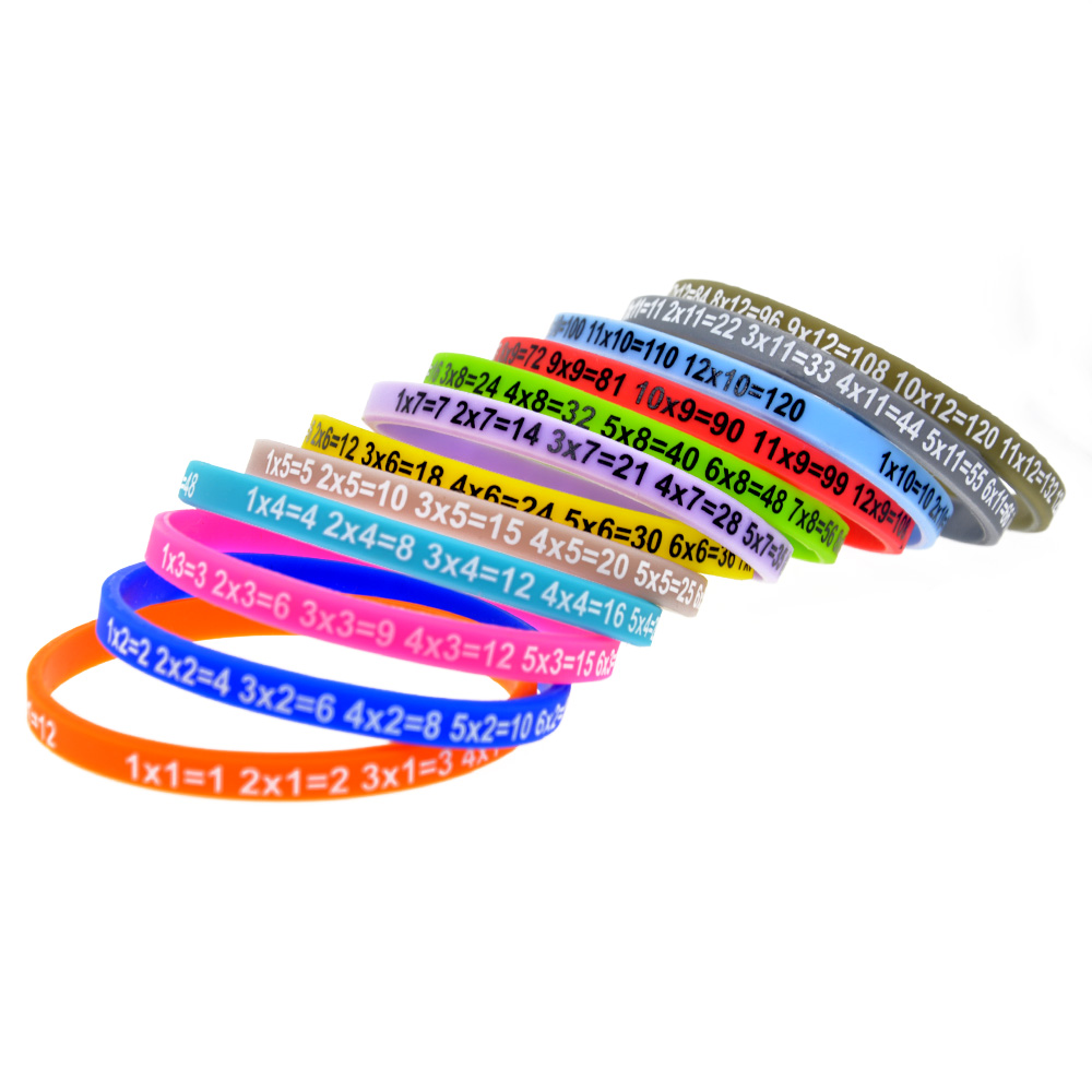 12PCS/Lot Multiplication Tables Skinny Silicone Bracelet What Better Way To Carry The Message Than With A Daily Reminder