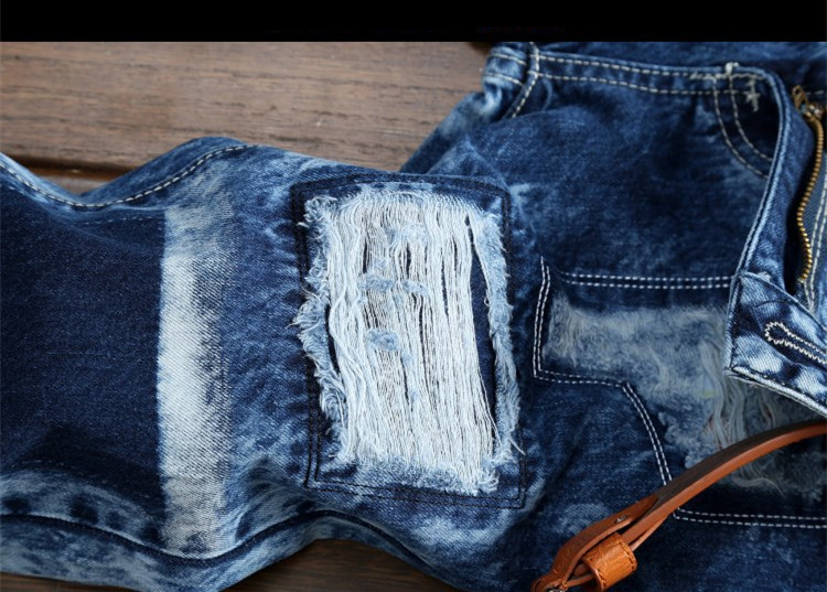 Wholesale New Arrival Fashion Men Biker Jeans Distressed Slim Denim Pants Pleated Motorcycle Joggers Male Cargo JeanTrousers