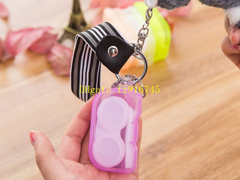 50psets/lot Freeshipping 4 in 1 kits Companion box with Hanging hole contact lens box Eyeglasses Case Dressing case