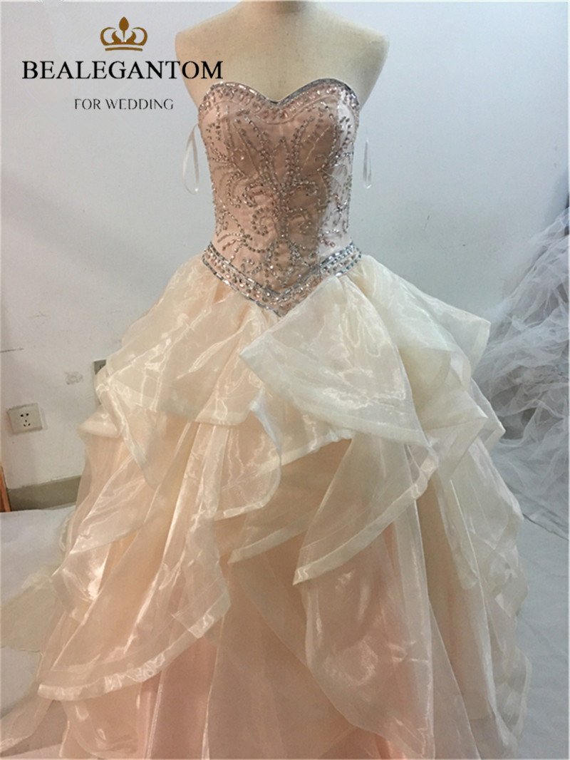2017 Fashion Crystal Ball Gown Quinceanera Dresses with Beading Sequined Organza Plus Size Sweet 16 Dresses Vestido Debutante Gowns BQ17