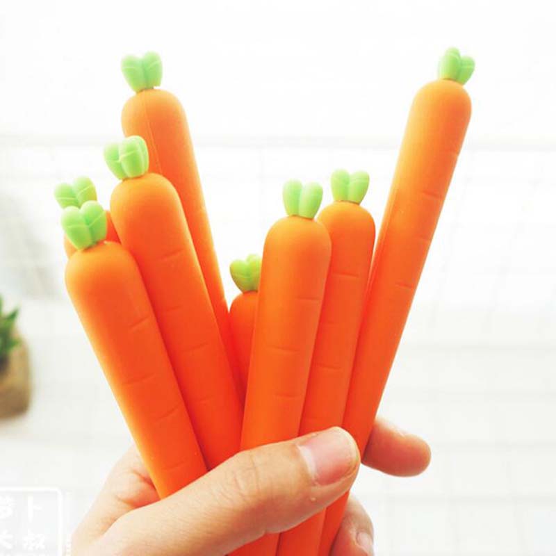 10pcs/lot Cute Fresh Carrot Shape Gel Ink Pen Promotional Gift Stationery School Office Supply Birthday Gift for Kid Children Papelaria
