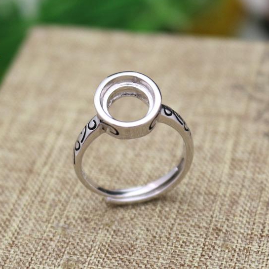 8x10mm Oval Cabochon Semi Mount 925 Silver Art Nouveau Women Engagement Ring Fine Silver Jewelry Setting