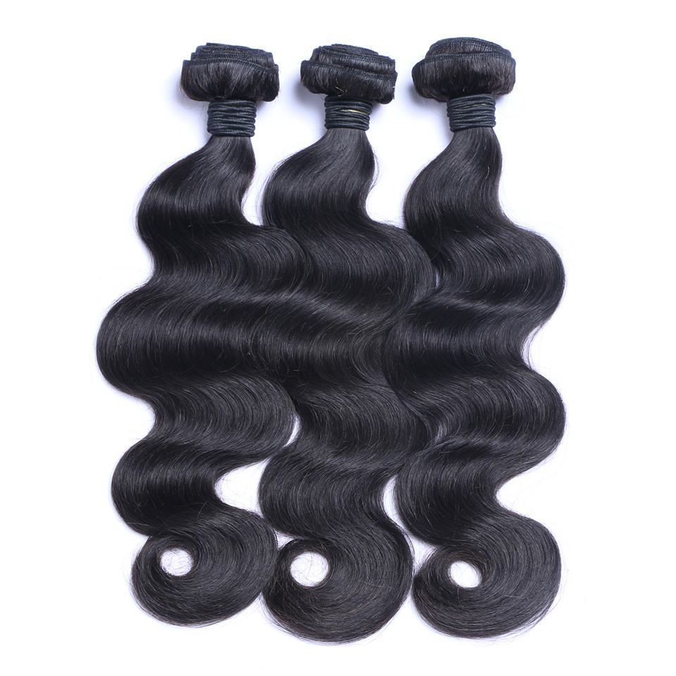 Free shipping 32inch Brazilian Human Remy Virgin Body Wave Weaves Hair Extensions Natural Color 100g/bundle Double Wefts 3Bundles/lot