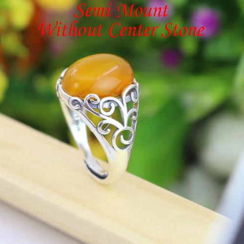 Art Nouveau 925 Sterling Silver Engagement Ring 12x15mm Oval Cabochon Semi Mount Wedding Jewelry Ring Setting