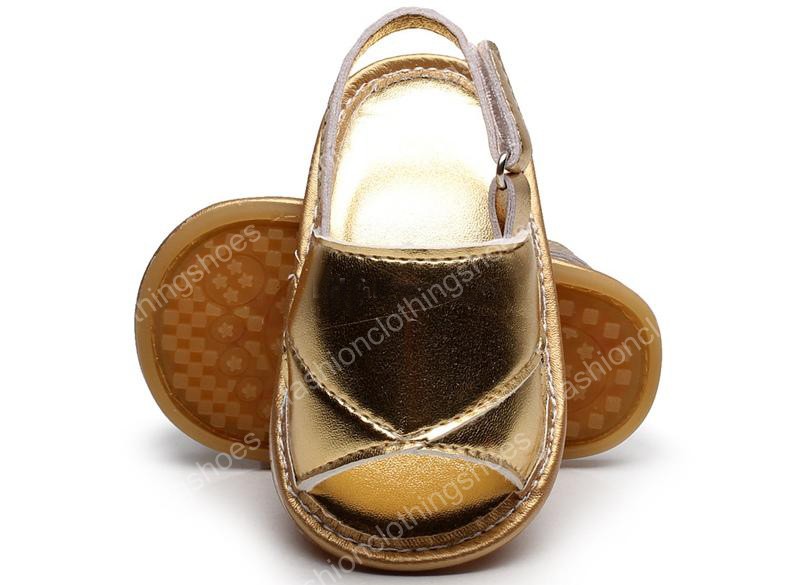 Summer Toddler Leather Sandals Baby Rubber Sole Shoes Infant Girls Boys Soft Sole PU Leather Baby First Walkers Kids Footwear 9color 0-2Year
