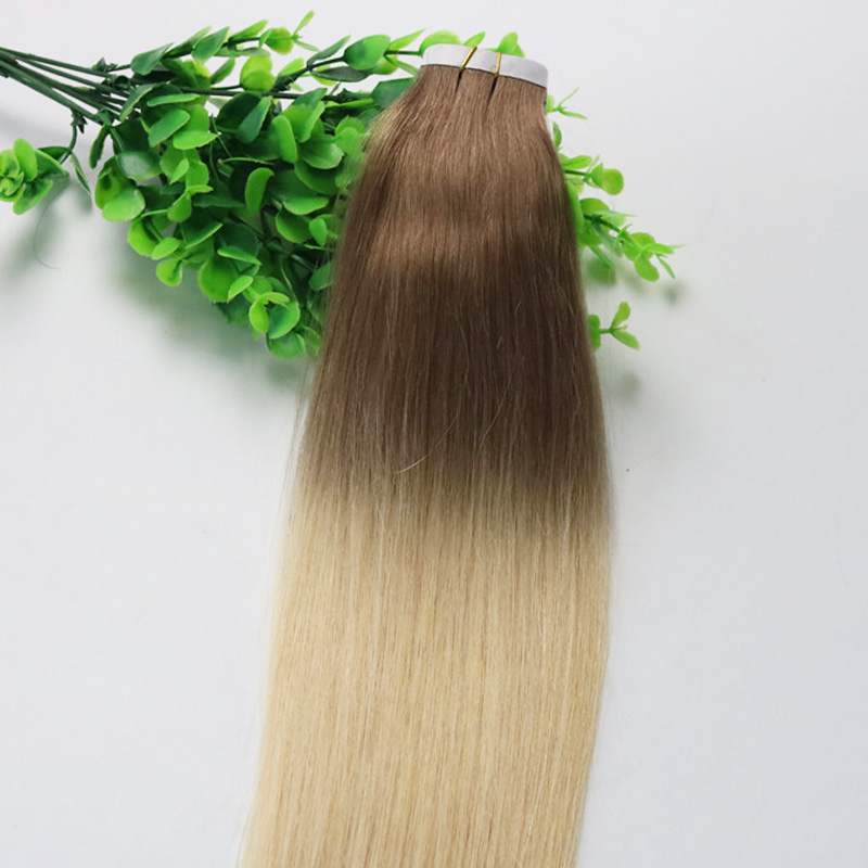 Ombre Hair Dark Brown 4# Shade To Golden Blonde 613#Tape In Human Hair Extensions 40pcs 100gram Brazilian Remy Hair