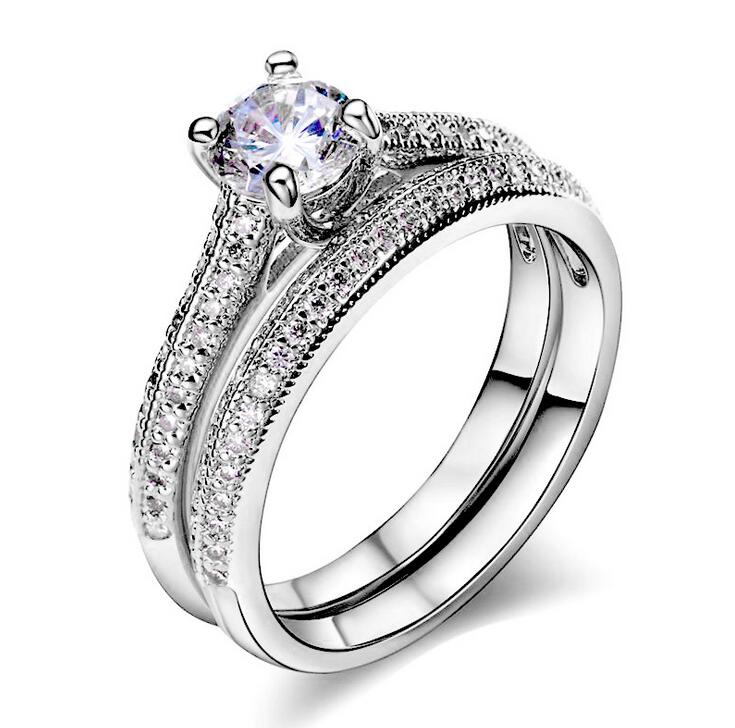 Victoria Wieck choucong Fashion Jewelry Round Cut 925 Sterling Silver White Sapphire CZ Diamond Popular Women Wedding Bridal Ring Set SZ5-10