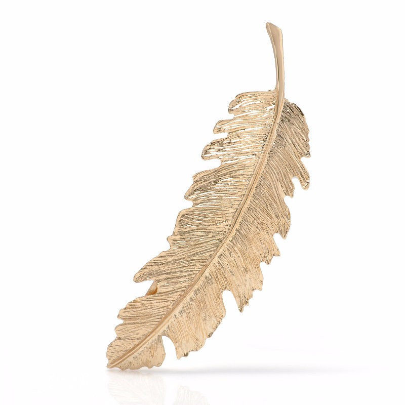 Women Leaf Feather Hair Clip Hairpin Barrette Bobby Pins Hair Accessories Gold #R49