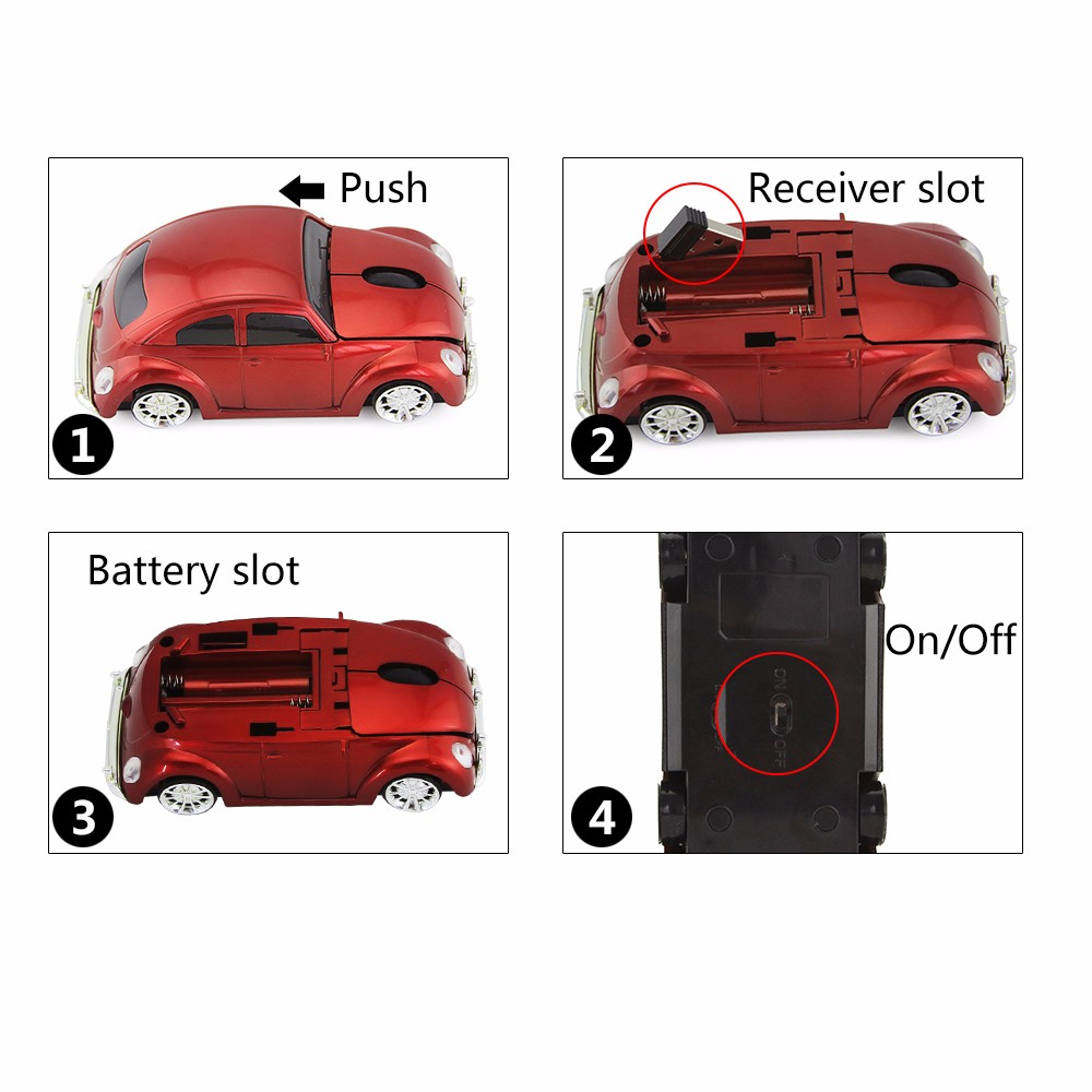 Unique Car Mouse Classic Beetle 2.4G wireless Mouse USB Optical Gaming 3D Mice The bug Comfortable 3D Sports Car Mouse for PC Laptop