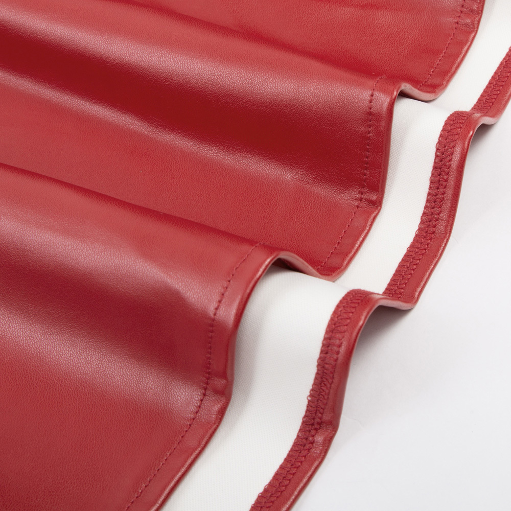 Kate Kasin Sexy High Waist Synthetic Leather Womens Skirts Autumn Winter 2018 Women Long Skirt Red Black Vintage Pleated Skirt C18111301