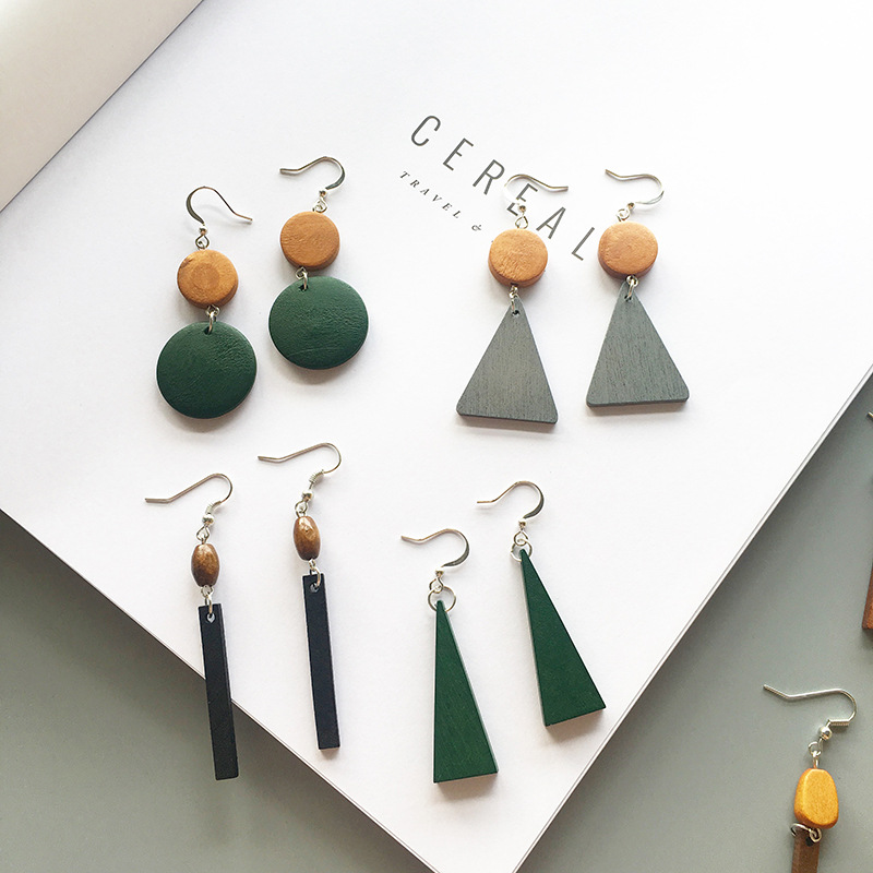 Vintage Statement Women Earring of Ethnic Long Drop Wood Circle Earrings for Women Jewelry Gifts