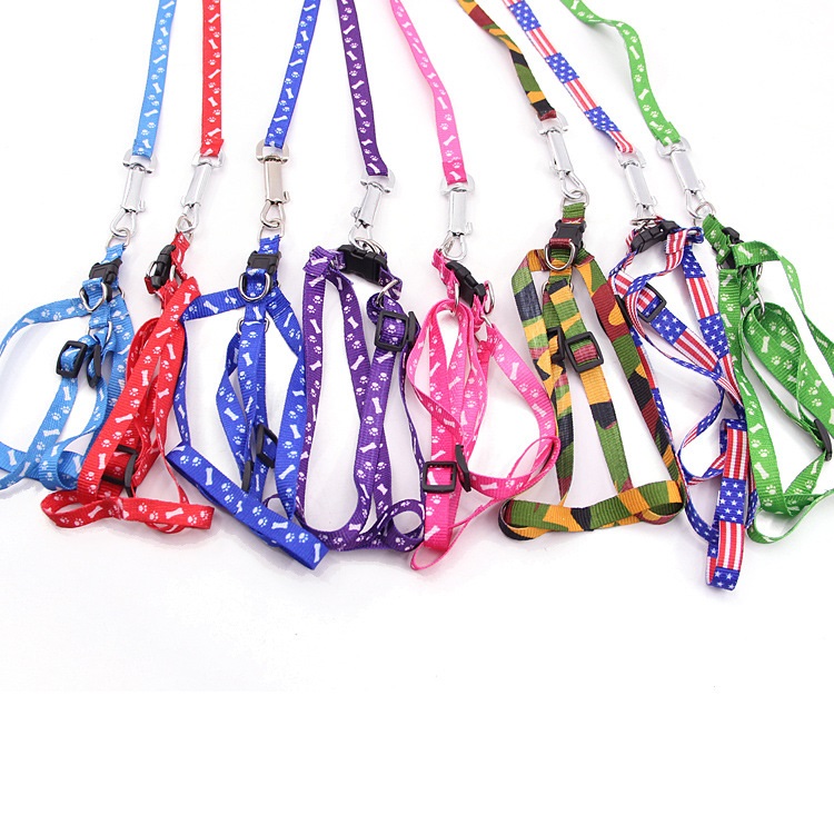 Printed Harness Leash Adjustable Dog Rope Puppy Cat Pet Supplies for Small Dogs 1*120cm wen6764