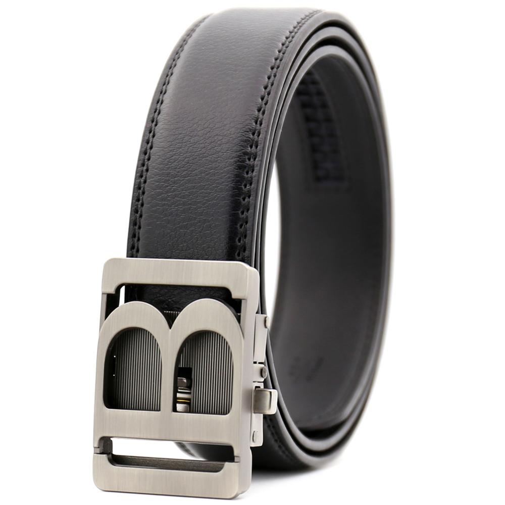 KAWEIDA New Arrivals belts for men 2018 hollow B Metal Automatic Buckle letter belt cow genuine leather belt for male