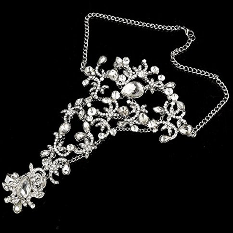 New Arrival Luxury Diamond Crystal Bridal Glove Wrist Fingerless Wedding Jewelry Bracelets for Bride Beaded Mariage Bride