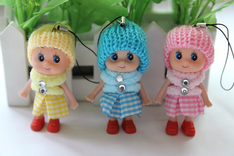 Cute Kids Toys Soft Interactive Baby Dolls Toy Key Chain, Mini Doll Keychain For Girls Key Ring Key Holder