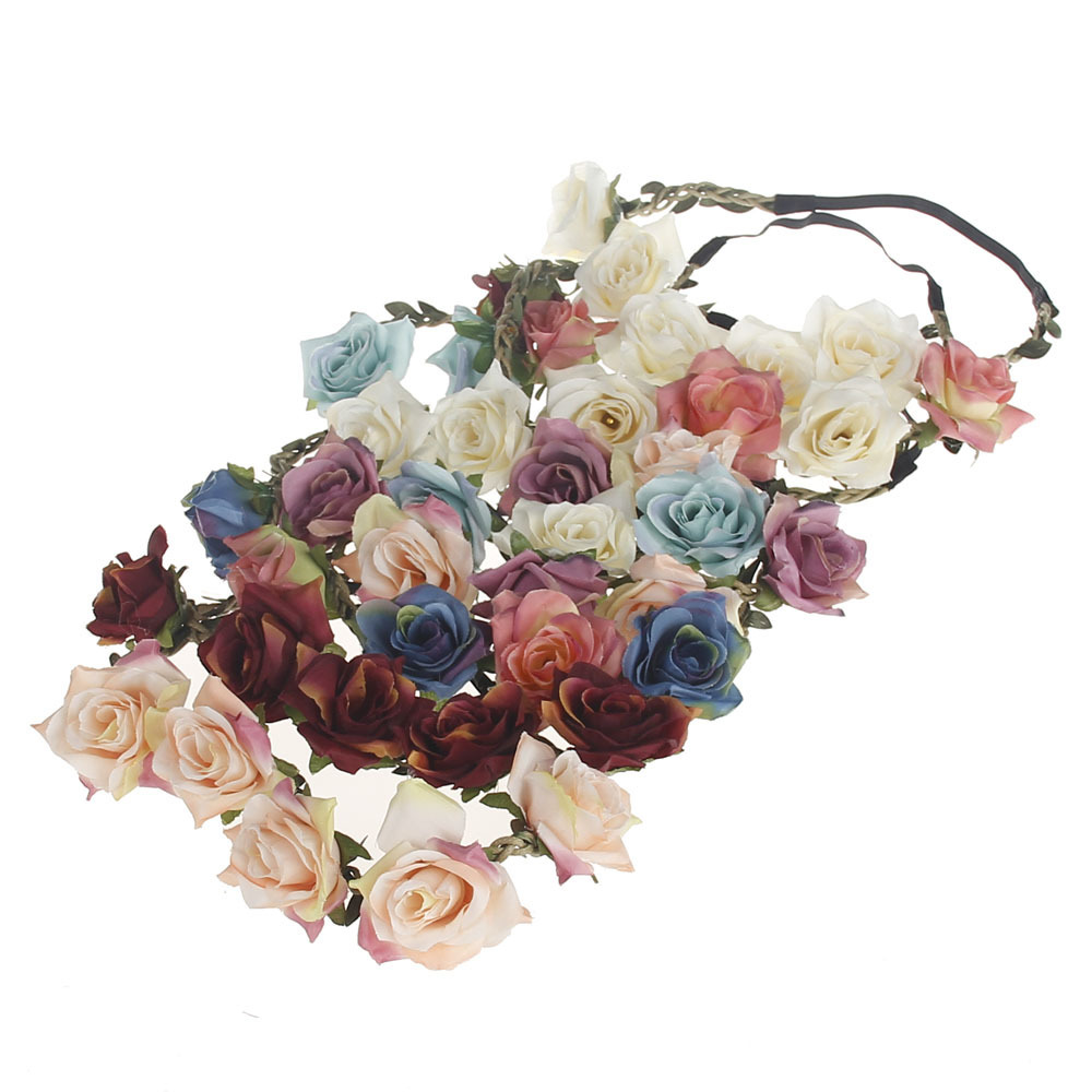 rose head band headpiece flowers hair headbands for women flower crown holiday hair accessories floral headband beach party hair flowers