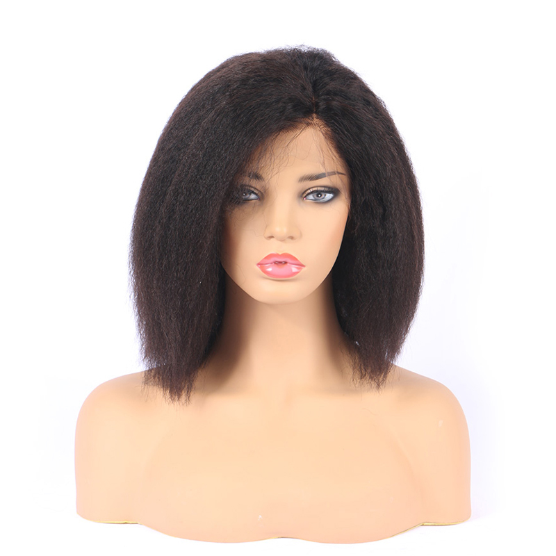 Kinky Straight Wig Glueless Lace Front Human Hair Wigs for Black Women with Baby Hair Virgin Human Hair Italian Yaki Wig