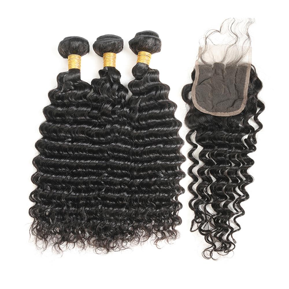 9A Peruvian Inaian Brazilian Cuticle Aligned Hair Remy Human Hair Deep Wave Bundles With Closure Hair Extensioon Dhgate
