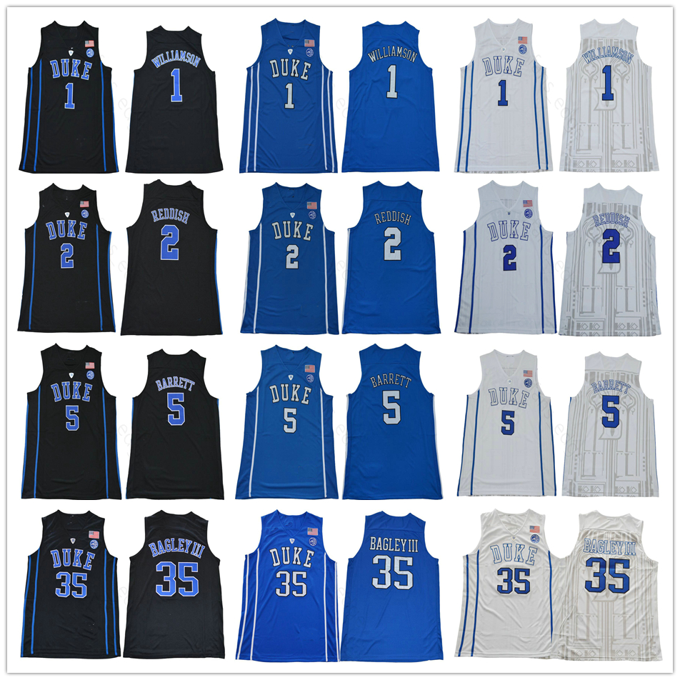 NCAA Duke Blue Devils College 1 Zion Williamson 2 Cam Reddish 5 RJ Barrett Marvin 35 Bagley III Tatum Irving Stitched Basketball Jersey, Black
NCAA Duke Blue Devils College 1 Zion Williamson 2 Cam Reddish 5 RJ Barrett Marvin 35 Bagley III Tatum Irving Stitched Basketball Jersey, Black