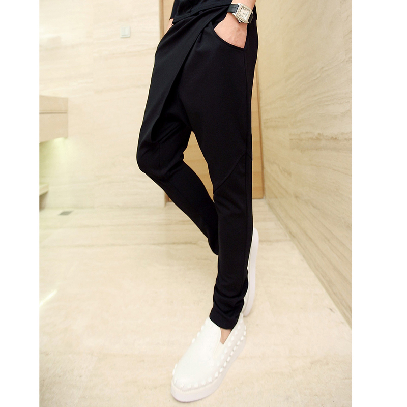 Asian Size M-XXL 2018 Brand Clothing Men's Harem Pants Side Pocket Drawstring Solid Black Sweatpants Homme