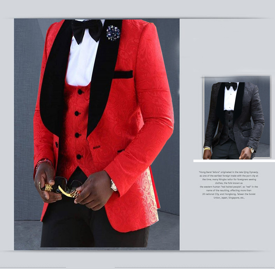 2018 Black Men Slim Fit Men's Suits Groom Tuxedos Wedding Grooms Two Pieces (Jaket+Vest) Formal Occasion Wear Prom Suit Custom Made