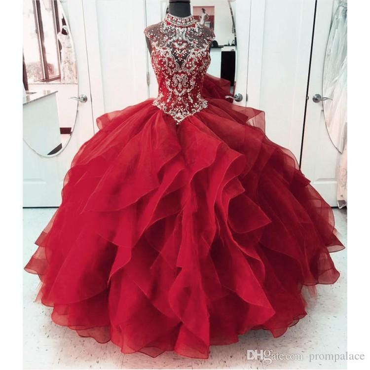 Sweet Dubai Arabic Year Royal Blue Red Ball Gown Quinceanera Dresses Vestido Debutante Anos Jewel Neck Pageant Brithday Prom Dress For Party Formal We