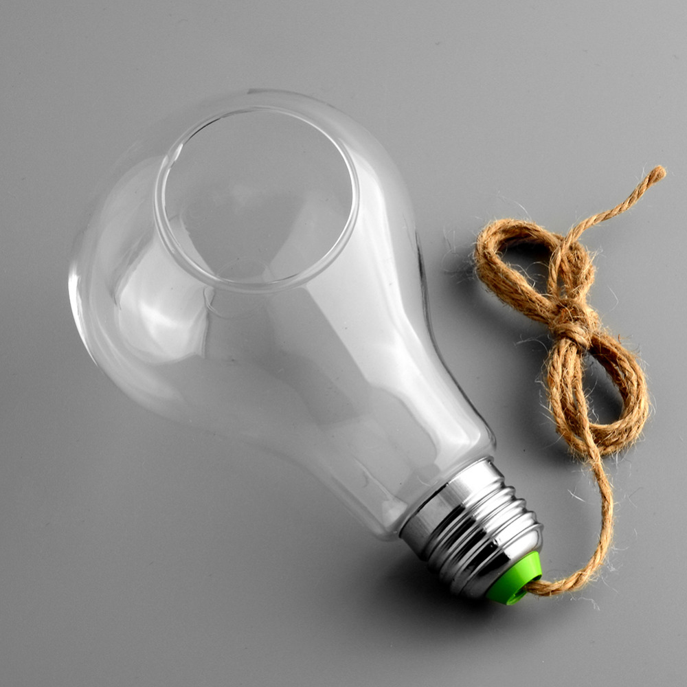 10pcs Glass Bulb Lamp Shape Flower Water Plant Hanging Vase Container Home Indoor Office Wedding Decor(Without rope)