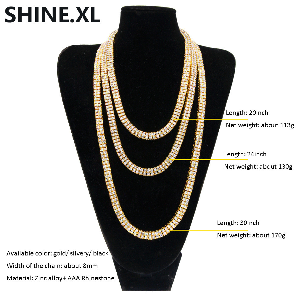 Hip Hop Iced Out Full Lab Diamond Gold Silver Black 2 Row Tennis Chain Necklace 20 24 30 Inch
Hip Hop Iced Out Full Lab Diamond Gold Silver Black 2 Row Tennis Chain Necklace 20 24 30 Inch