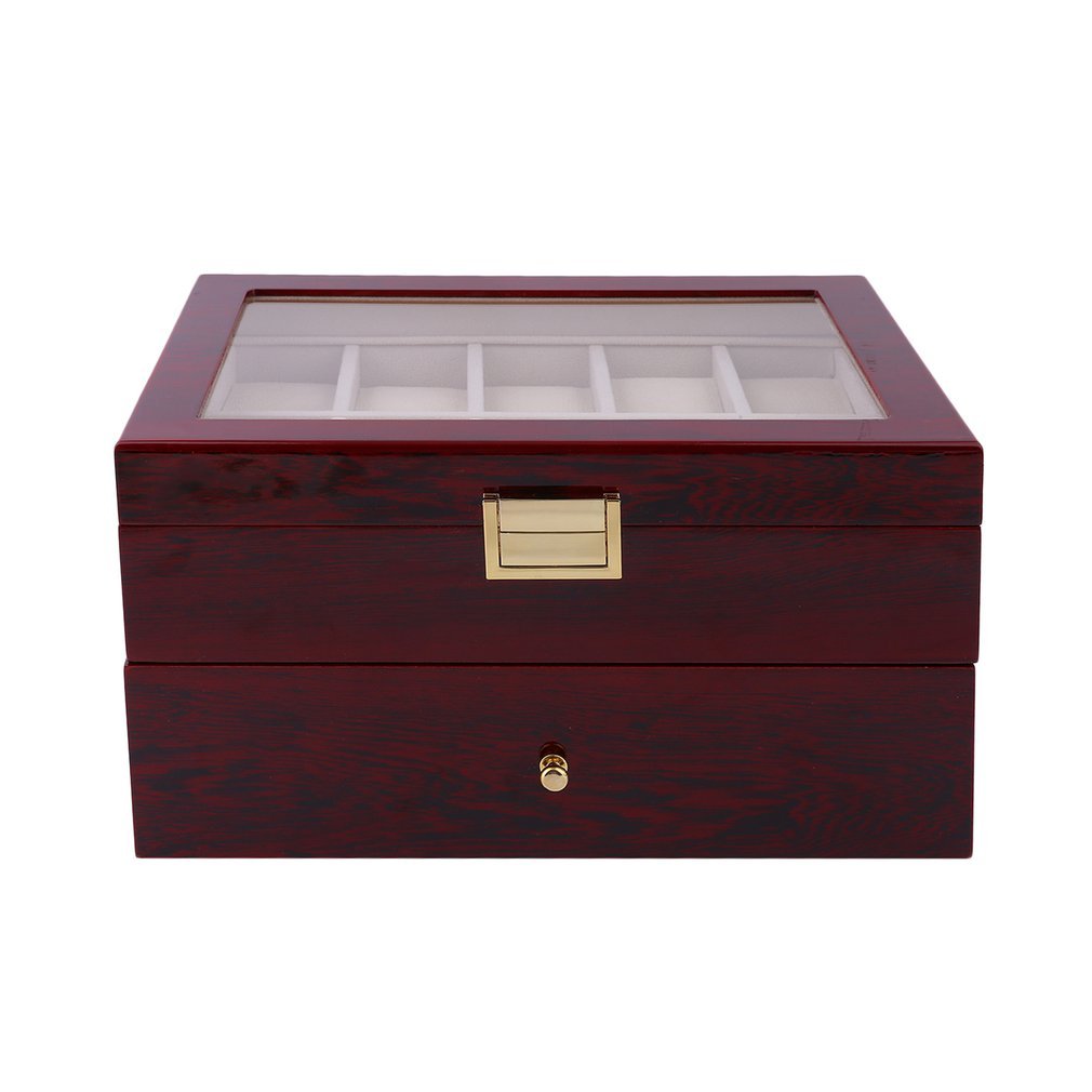 20 Grids Red Black Wooden Watches Box Case Watch Holder Collection Storage Organizer Fast and Safe Ship From US