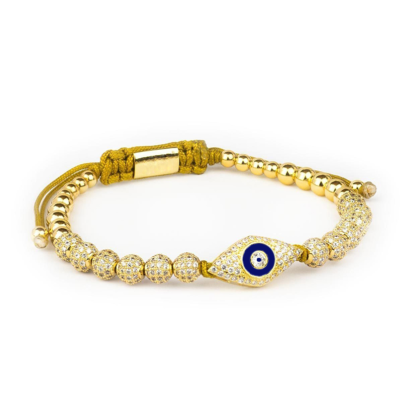 Men Jewellery slivery Crown Charm Bracelets Strands Jewelry 4mm Round Beads Braided Bracelet Female pulseira Zircon Gift Valentine's Day Holiday 