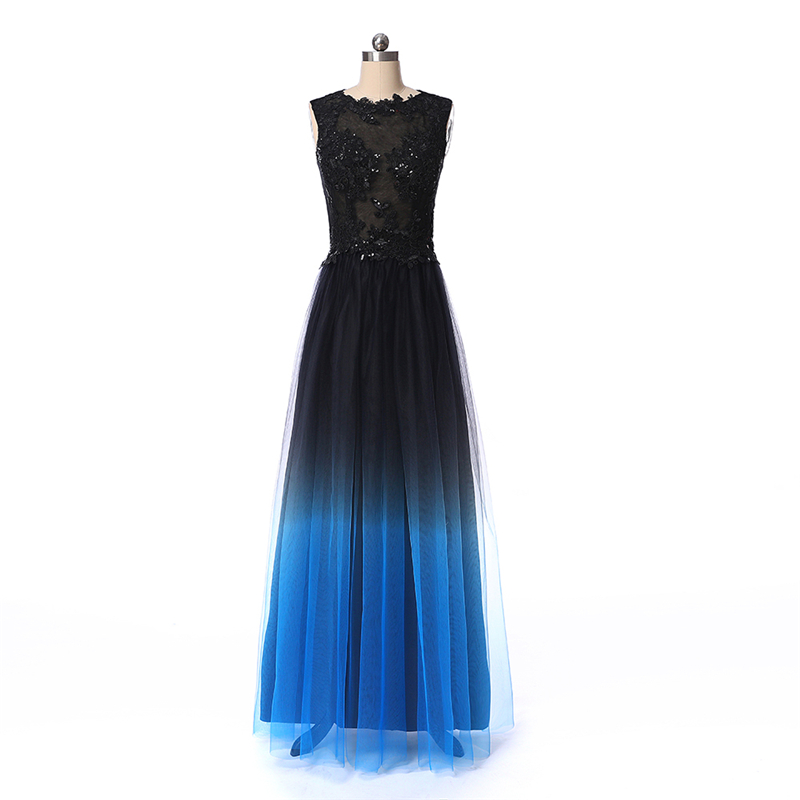 2019 New Sexy Long Gradient Evening Prom Dresses Chiffon A Line Beaded Plus Size Floor-Length Ombre Formal Party Gown QC1245