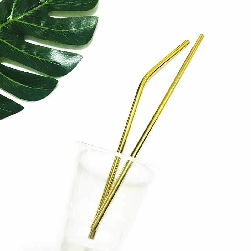 8.5inch 10.5inch Reusable Stainless Steel 304 Bent Straight Drinking Straws for for 900ML Cup Gold Rose Gold Black Rainbow Color