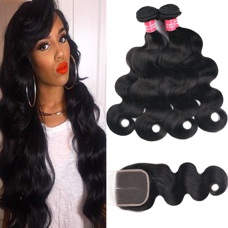 Remy 8A Brazilian Human Hair Body Wave Straight Kinky Curly Deep Wave 3 Bundles With 4X4 Lace Closure 100% Unprocessed Brazilian Human Hair от DHgate WW