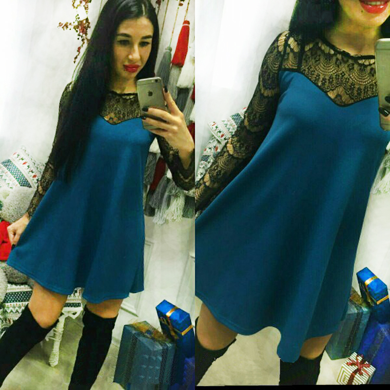 Fashion Women Elegant Lace Wine red Blue A-Line dress Vestidos 2018 Spring Autumn Long Sleeve Lace Loose Sexy Party Mini dress
Fashion Women Elegant Lace Wine red Blue A-Line dress Vestidos 2018 Spring Autumn Long Sleeve Lace Loose Sexy Party Mini dress