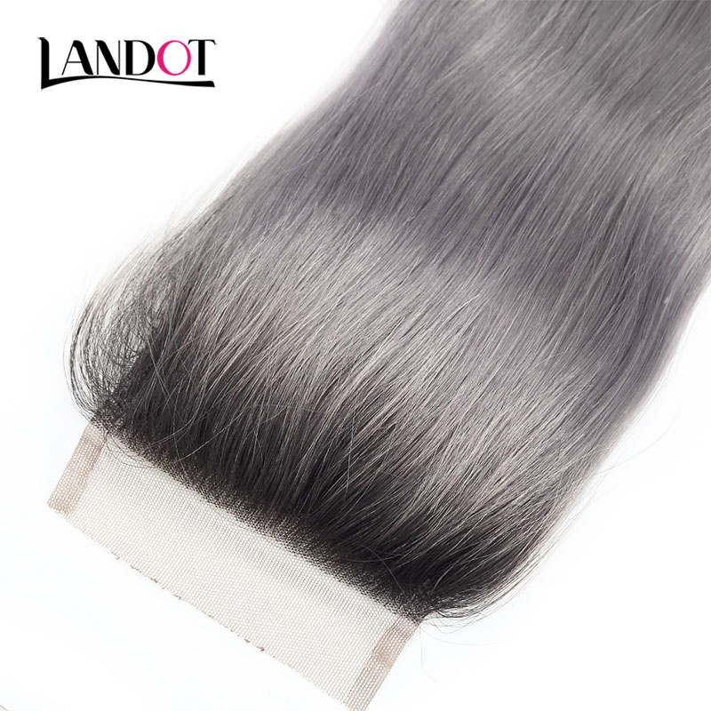 9A Ombre 1B/Grey Lace Closures With 3 Bundles Brazilian Virgin Human Hair Weaves Straight Ombre Peruvian Malaysian Indian Hair Extensions