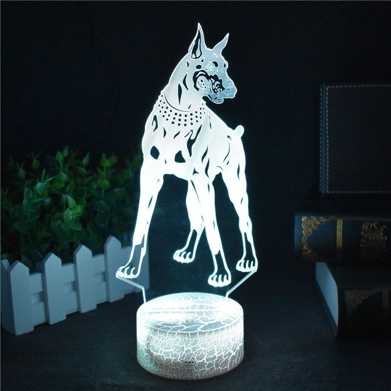 Hot Sale Cartoon LED 3D Doberman Pinscher Night Light RGB 7 Colors Mood 3D Table Lamp for Home Decor Sensor Light