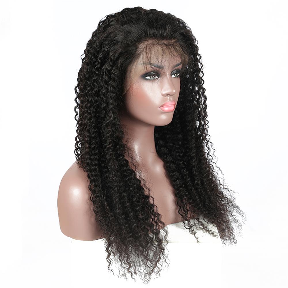 150% Density Brazilian Remy Hair 360 full lace human hair wigs Pre Plucked natural color T1B kinky curly human hair Wig