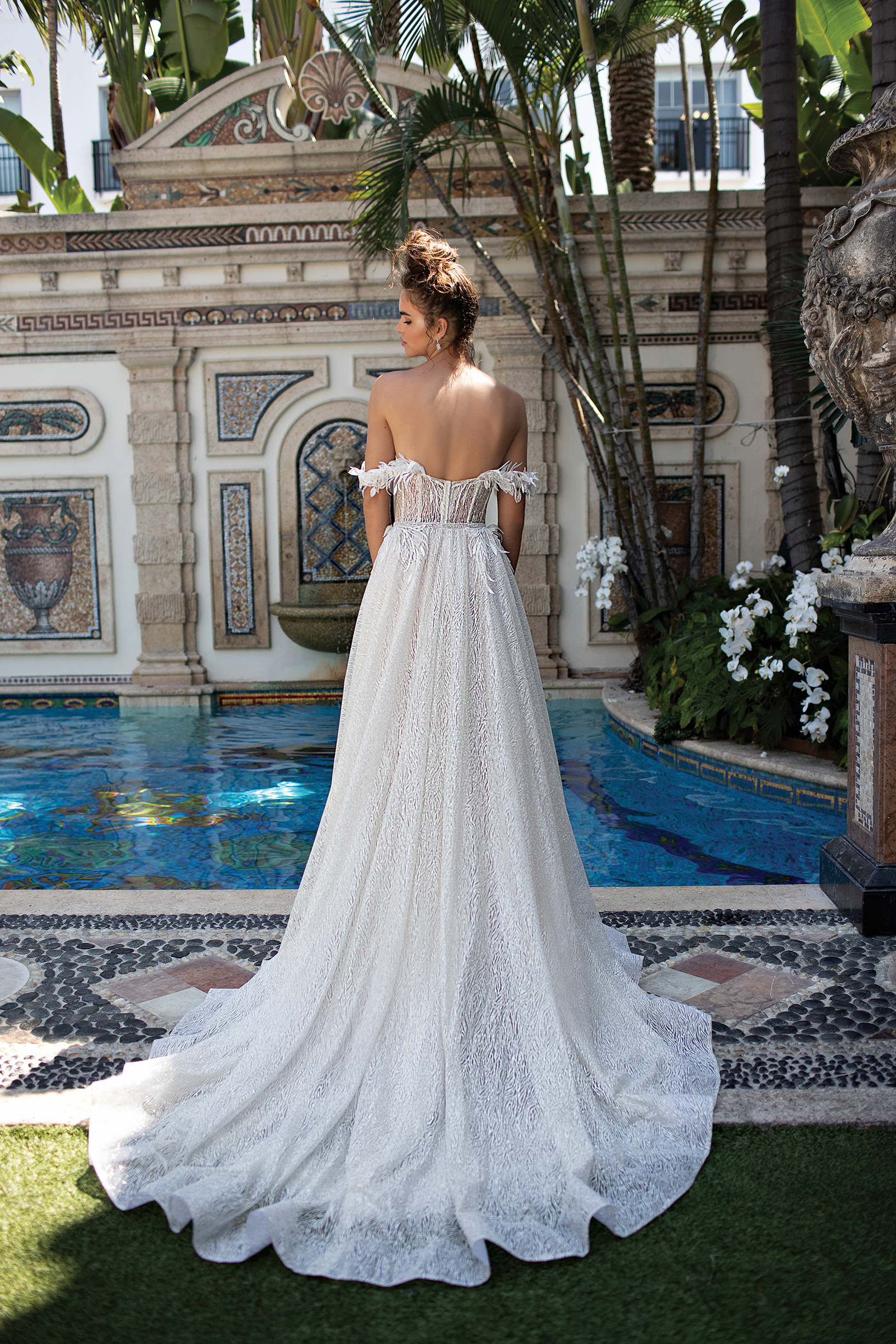 2019 Berta Wedding Dresses Off The Shoulder Lace Illusion Sweep Train A Line Sexy Beach Wedding Gowns Plus Size Bridal Dress