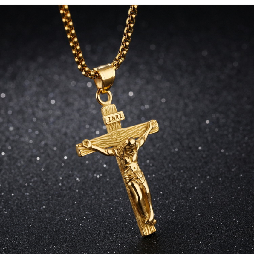 Heavenly Father Jesus cross Pendant Necklaces titanium steel pendant Necklace Christian Godfather Chain