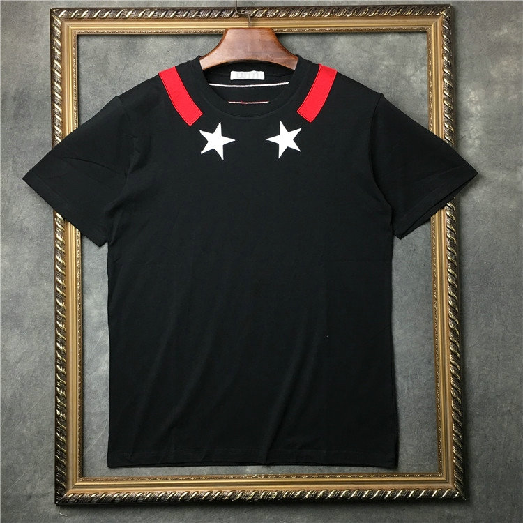 Europe summer mens t shirts fashion Embroidered white pentagram print t shirt star printing cotton tshirt casual Designer tee tops, Red 
Europe summer mens t shirts fashion Embroidered white pentagram print t shirt star printing cotton tshirt casual Designer tee tops, Red